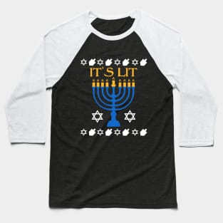It's Lit Hanukkah Jewish Holiday Chanukah Baseball T-Shirt